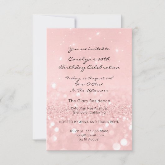 Sweet Sixteen Birthay Pink Rose Gold Glitter Kaart (Voorkant)