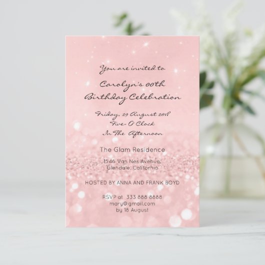 Sweet Sixteen Birthay Pink Rose Gold Glitter Kaart (Staand voorkant)