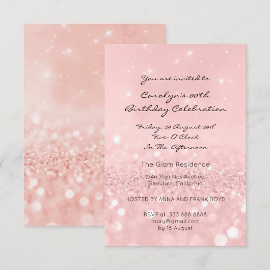 Sweet Sixteen Birthay Pink Rose Gold Glitter Kaart (Voorkant / Achterkant)