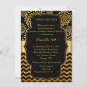 Sweet Sixteen Birthday,16th, Gatsby stijl, zwart,  Kaart (Voorkant)