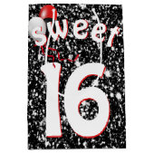 Sweet Sixteen Birthday-ballonnen op zwarte glitter Medium Cadeauzakje (Voorkant)