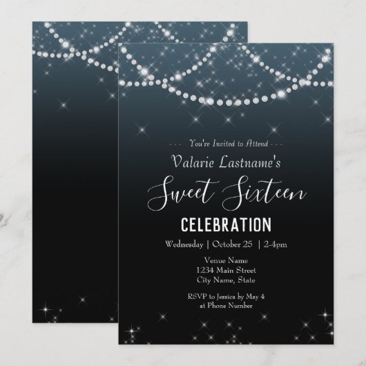 Sweet Sixteen Birthday Celebration Ombre Diamond (Voorkant / Achterkant)