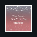Sweet Sixteen Birthday Celebration Ombre Diamond Servet<br><div class="desc">Meisjes glitter met fancy scriptnaam typografie. Elegant diamant en sparkle ster confetti border. Blauw tot roze achtergrond. Geweldig voor 16 mooie feestjes. Alle tekst kan worden aangepast.</div>