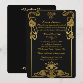 Sweet Sixteen Birthday, Gatsby-stijl, Black-Gold Kaart