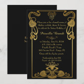 Sweet Sixteen Birthday, Gatsby-stijl, zwart & goud Kaart (Voorkant / Achterkant)