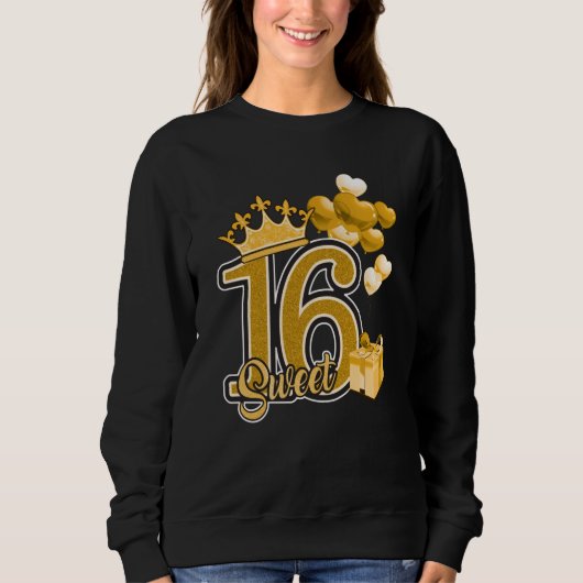 Sweet Sixteen Birthday Gold Trui (Voorkant)