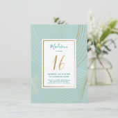 Sweet Sixteen Birthday Invite - Modern, Blauwgroen Kaart (Staand voorkant)