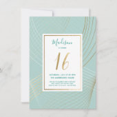 Sweet Sixteen Birthday Invite - Modern, Blauwgroen Kaart (Voorkant)