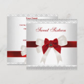 Sweet Sixteen Birthday Noite Red White Cute Bow Kaart (Voorkant / Achterkant)