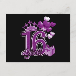 Sweet Sixteen Birthday Paars Briefkaart
