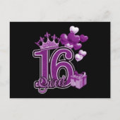 Sweet Sixteen Birthday Paars Briefkaart (Voorkant)