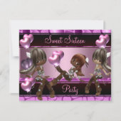 Sweet Sixteen Birthday Party Balloons Pink Girls 3 Kaart (Voorkant)