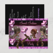 Sweet Sixteen Birthday Party Balloons Pink Girls 3 Kaart (Voorkant / Achterkant)