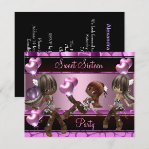 Sweet Sixteen Birthday Party Balloons Pink Girls 3 Kaart
