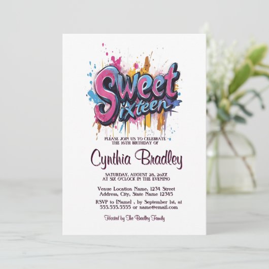 Sweet Sixteen Birthday Party beroemd gemaakt door Kaart (Staand voorkant)