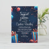 Sweet Sixteen Birthday Party en Confetti Kaart (Staand voorkant)