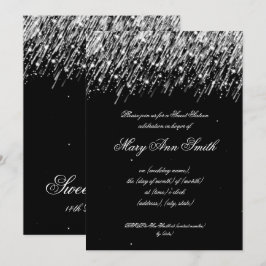 Sweet Sixteen Birthday Party Falling Stars Silver Kaart