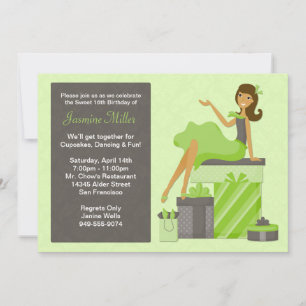 Sweet Sixteen Birthday Party Invitation Kaart
