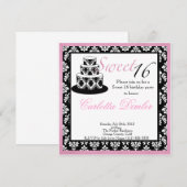 Sweet Sixteen Birthday Party Invitations Kaart (Voorkant / Achterkant)