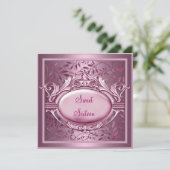 Sweet Sixteen Birthday Party Satin Pink Floral Kaart (Staand voorkant)