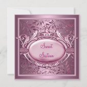 Sweet Sixteen Birthday Party Satin Pink Floral Kaart (Voorkant)