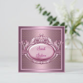Sweet Sixteen Birthday Party Satin Pink Stippen Kaart (Staand voorkant)