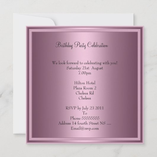 Sweet Sixteen Birthday Party Satin Pink Stippen Kaart (Achterkant)