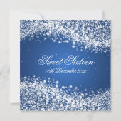 Sweet Sixteen Birthday Party Sparging Wave Blue Kaart (Achterkant)