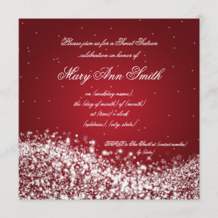 Sweet Sixteen Birthday Party Sparging Wave Red Kaart