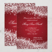 Sweet Sixteen Birthday Party Sparging Wave Red Kaart (Voorkant / Achterkant)