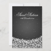 Sweet Sixteen Birthday Party Star Sparkle Black Kaart (Achterkant)