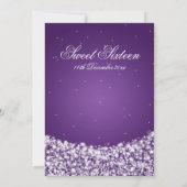 Sweet Sixteen Birthday Party Star Sparkle Paars Kaart (Achterkant)