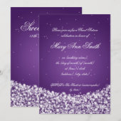 Sweet Sixteen Birthday Party Star Sparkle Paars Kaart (Voorkant / Achterkant)