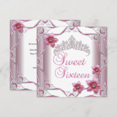 Sweet Sixteen Birthday Party Sweet 16 Pink Tiara Kaart (Voorkant / Achterkant)