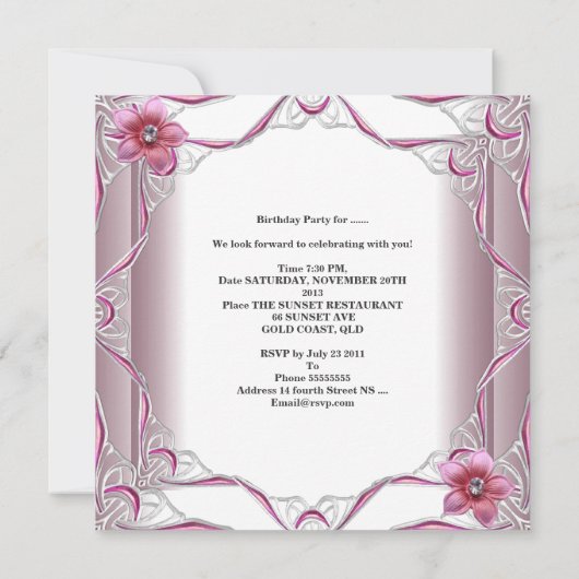 Sweet Sixteen Birthday Party Sweet 16 Pink Tiara Kaart (Achterkant)