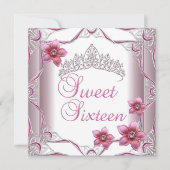 Sweet Sixteen Birthday Party Sweet 16 Pink Tiara Kaart (Voorkant)