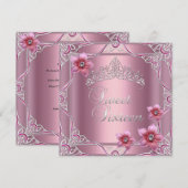 Sweet Sixteen Birthday Party Sweet 16 Pink Tiara Kaart (Voorkant / Achterkant)