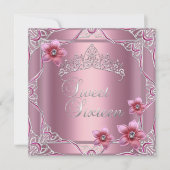 Sweet Sixteen Birthday Party Sweet 16 Pink Tiara Kaart (Voorkant)