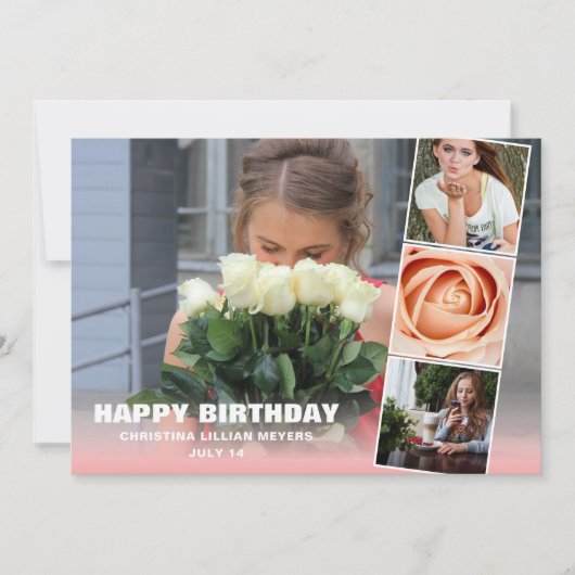 Sweet Sixteen Birthday Photo Collage Card (Voorkant)
