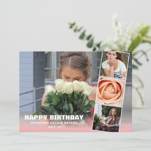 Sweet Sixteen Birthday Photo Collage Card (Staand voorkant)