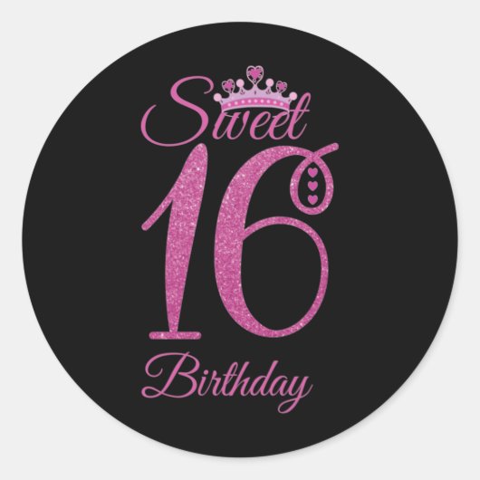 Sweet Sixteen Birthday Ronde Sticker (Voorkant)