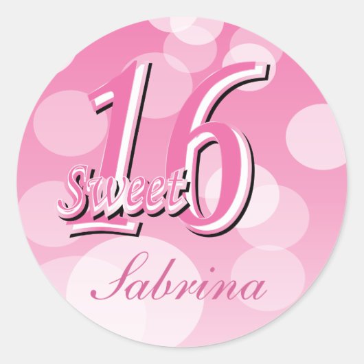 Sweet Sixteen Birthday Ronde Sticker (Voorkant)