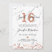 Sweet Sixteen Birthday Roos Gold Marble Kaart (Voorkant)