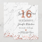 Sweet Sixteen Birthday Roos Gold Marble Kaart (Voorkant / Achterkant)