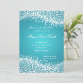 Sweet Sixteen Birthday Sparking Wave Turquoise Kaart (Staand voorkant)