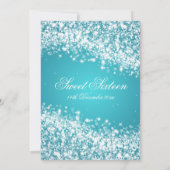 Sweet Sixteen Birthday Sparking Wave Turquoise Kaart (Achterkant)