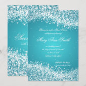 Sweet Sixteen Birthday Sparking Wave Turquoise Kaart (Voorkant / Achterkant)