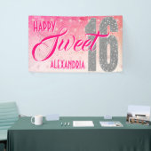 Sweet Sixteen Birthday | Stars Pink Glitter Spandoek (Beurs)