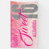 Sweet Sixteen Birthday | Stars Pink Glitter Spandoek (Verticaal)