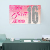 Sweet Sixteen Birthday | Stars Pink Glitter Spandoek (Beurs)